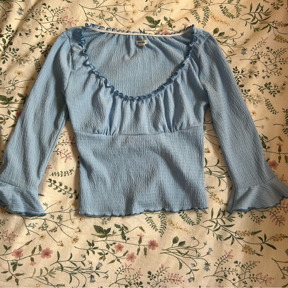 Kimchi Blue Ruffled Light Blue Blouse
